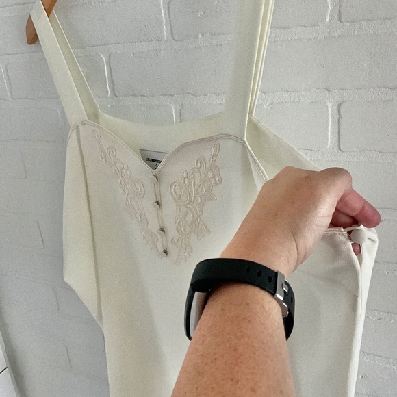 Vintage Cami lace Floral Embroidered Sweetheart neckline Vanilla white 3X - Picture 5 of 8